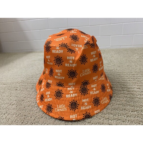 Little Caesars Pineapple Pizza Pepsi Bucket Hat Orange Reversible Print - Picture 2 of 4